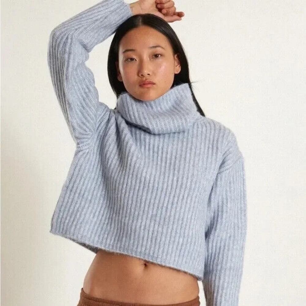 LA Hearts Sweater Women Small Blue Turtleneck Long Sleeve Chunky Knit